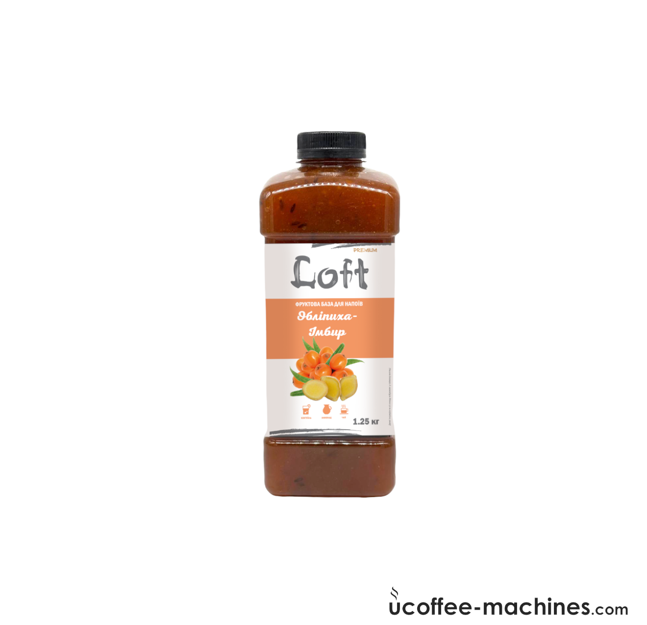 Купити Сиропи для холодних та гарячих напоїв Фруктова база для напоїв Loft Обліпиха-Імбир, пляшка, 1250г Сиропи для холодних та гарячих напоїв Фруктова база для напоїв Loft Обліпиха-Імбир, пляшка, 1250г Фото